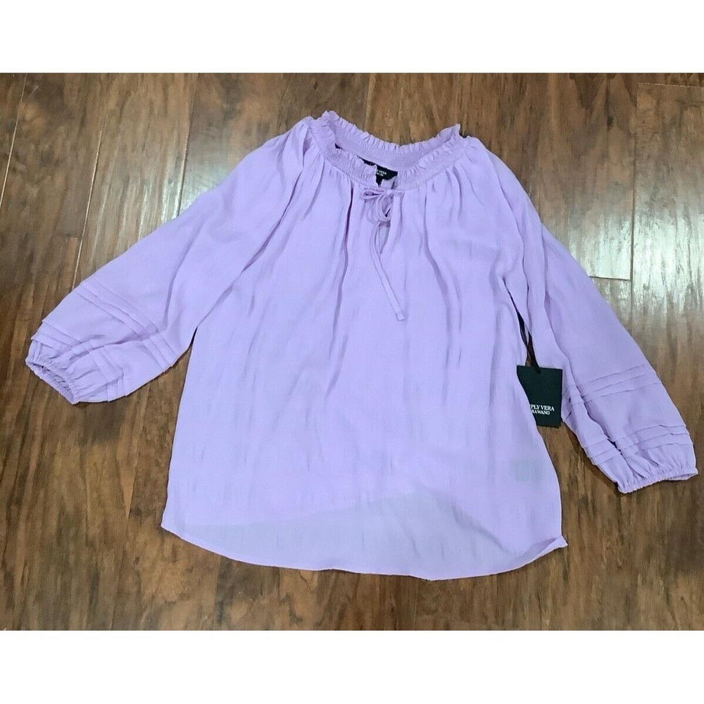 Simply Vera,:Vera Wang Blouse Size XSmall Reglan Puff Sleeves Purple